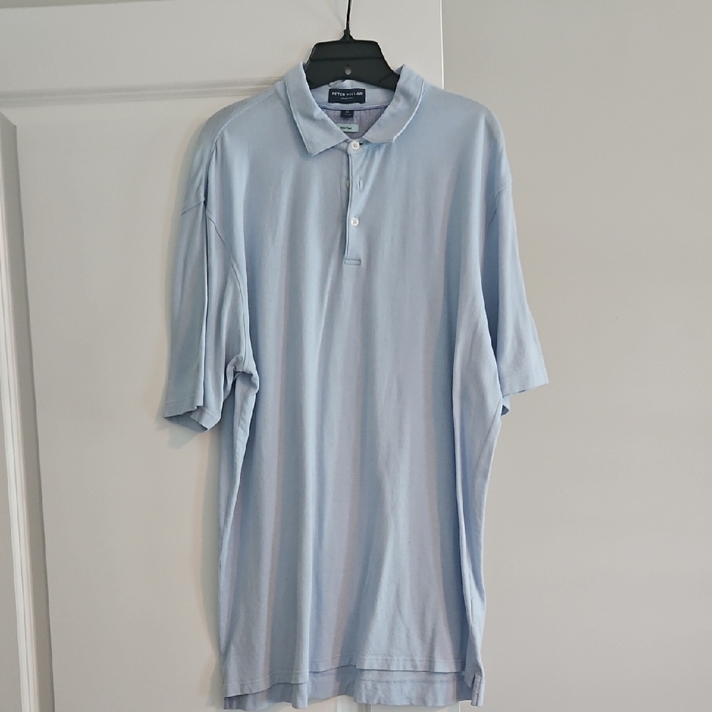 Peter Millar Sky Blue Polo Shirt, Perfect Pique, XL